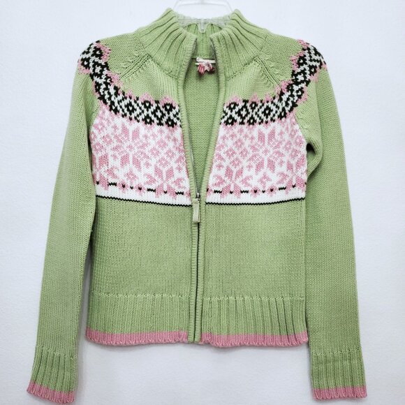 Vintage Heirloom Fair Isle Full Zip Nordic Y2K 90's Cardigan Sweater Size Small - Picture 2 of 15
